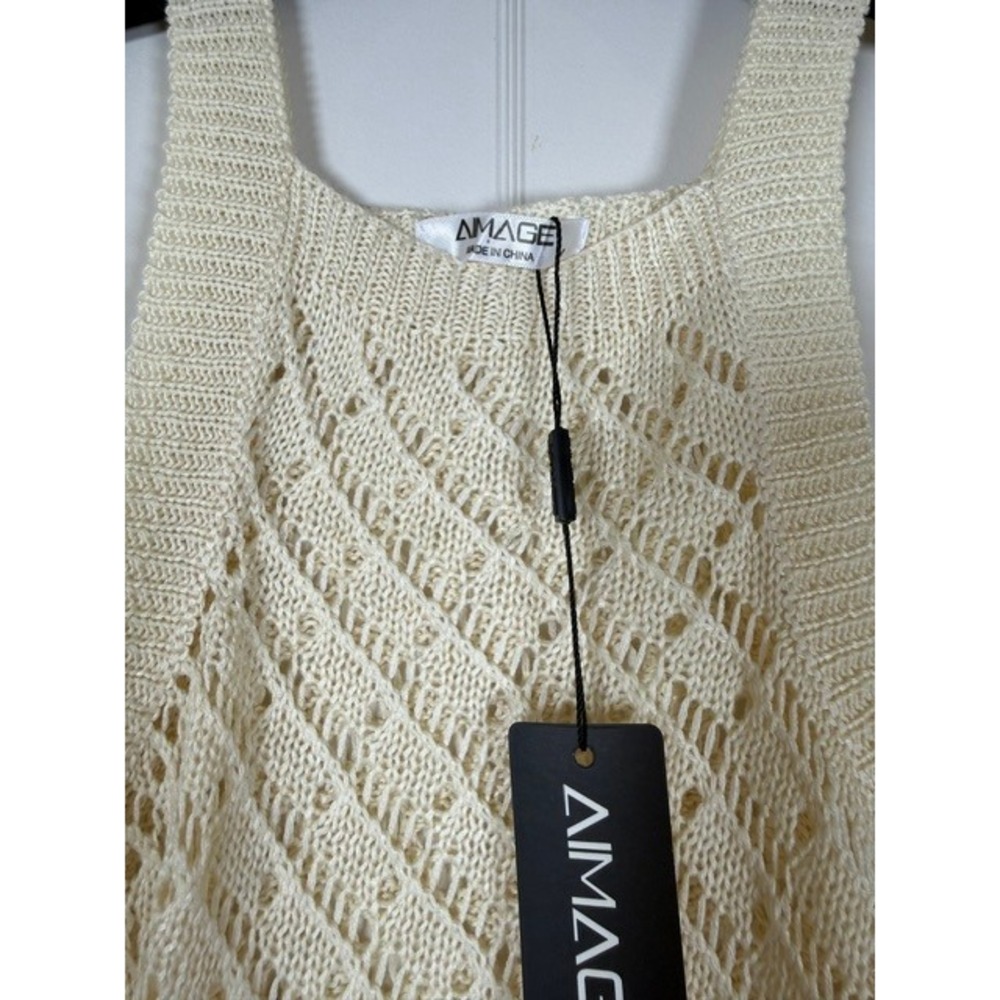 NWT AIMAGE Cream Crochet Knit 2-Piece Crop Top & Mini Skirt Set | Size M - Picture 8 of 14